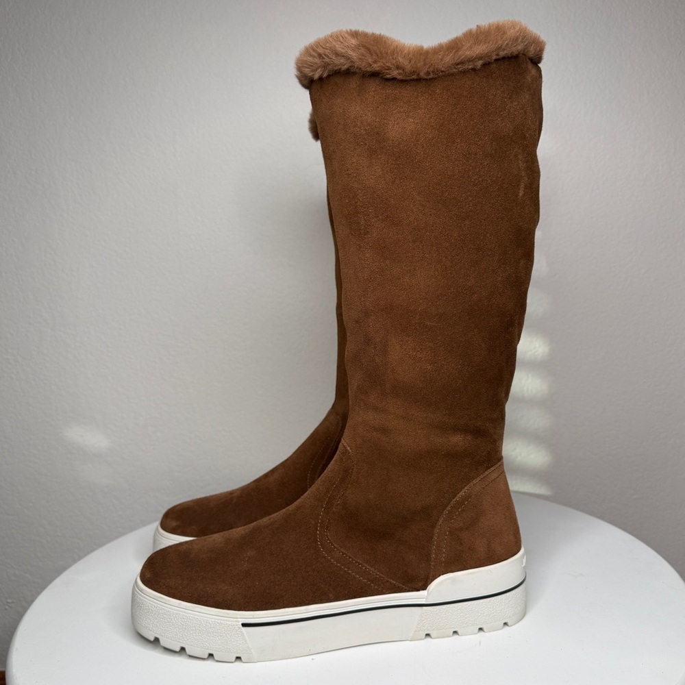 J Slides Norie Brown Suede Faux Fur Winter Boots Size 10